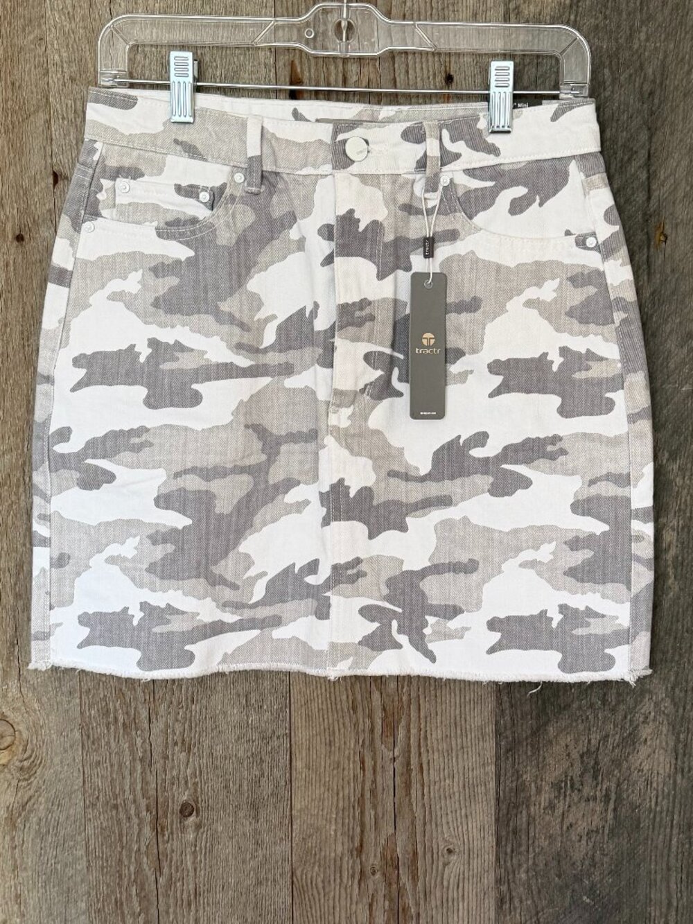 Tractr White Camo Jean Skirt Size 6